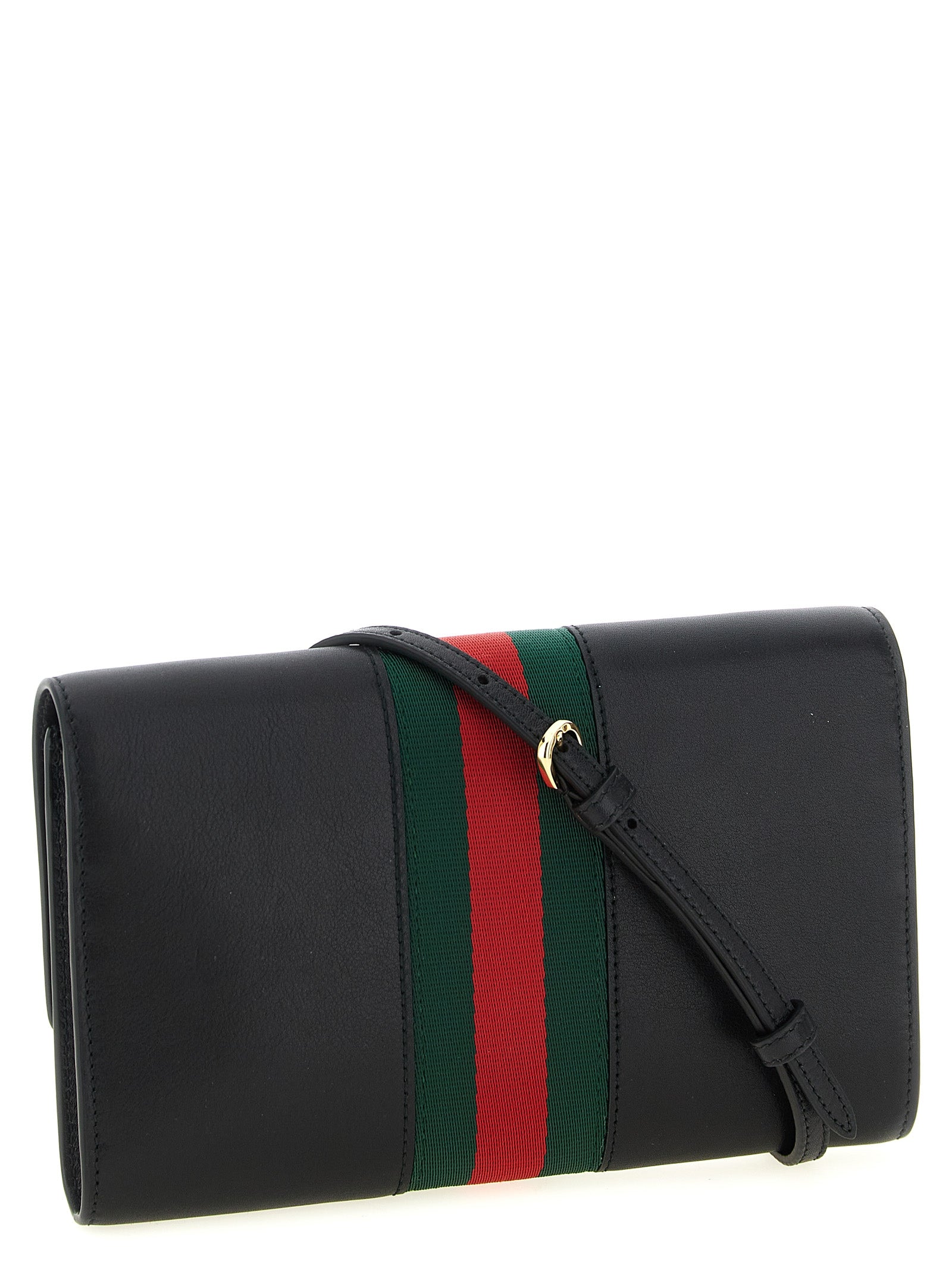 Horsebit Web Leather Wallet on Chain