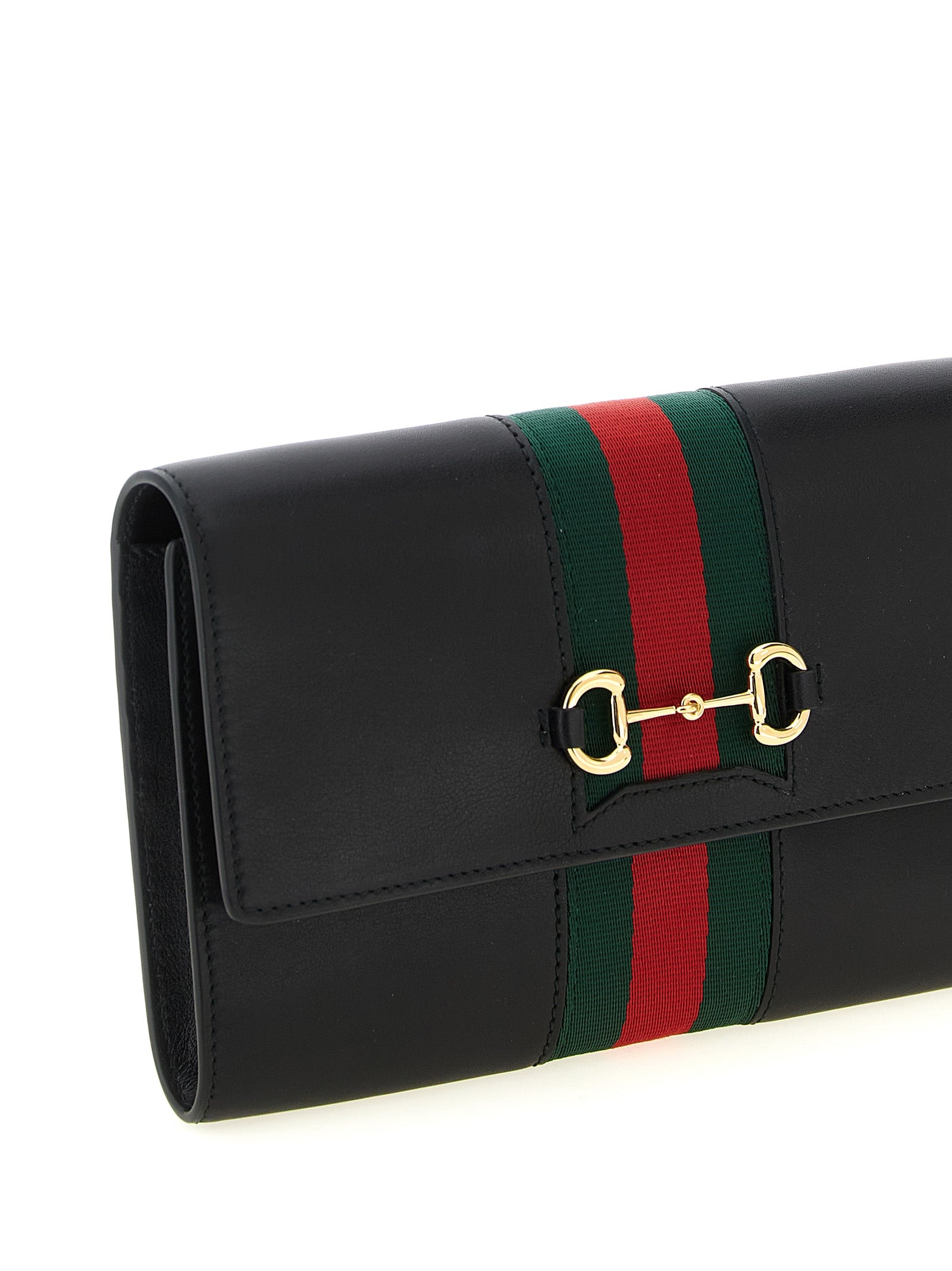 Horsebit Web Leather Wallet on Chain