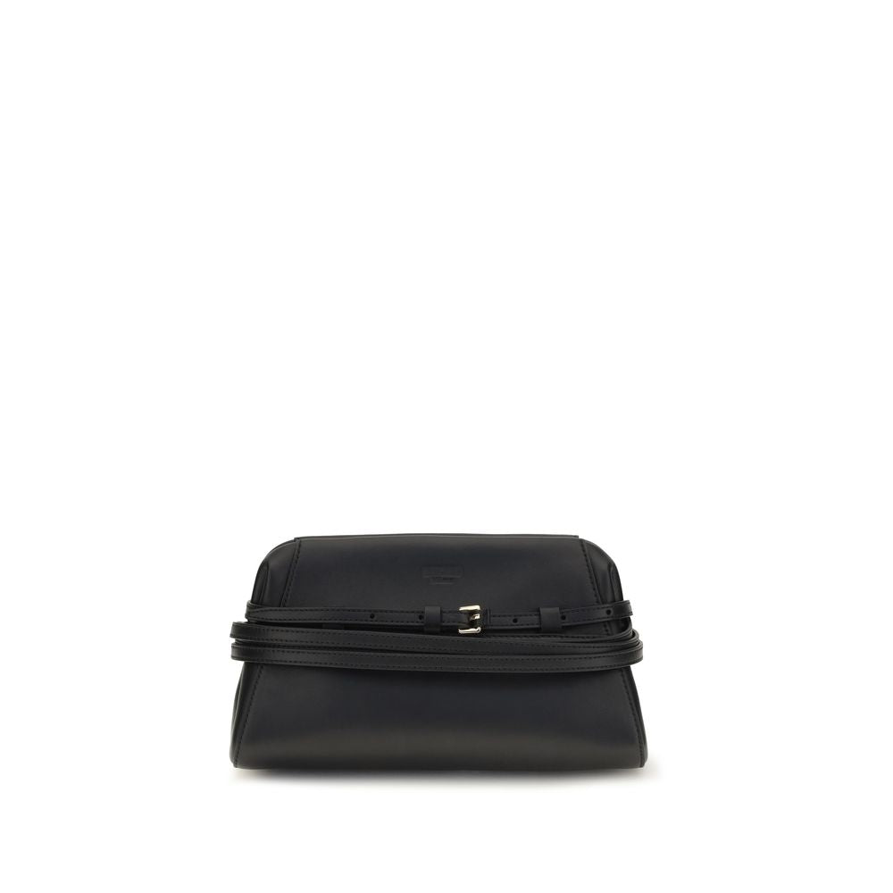 Black Goatskin Belt-Detail Clutch