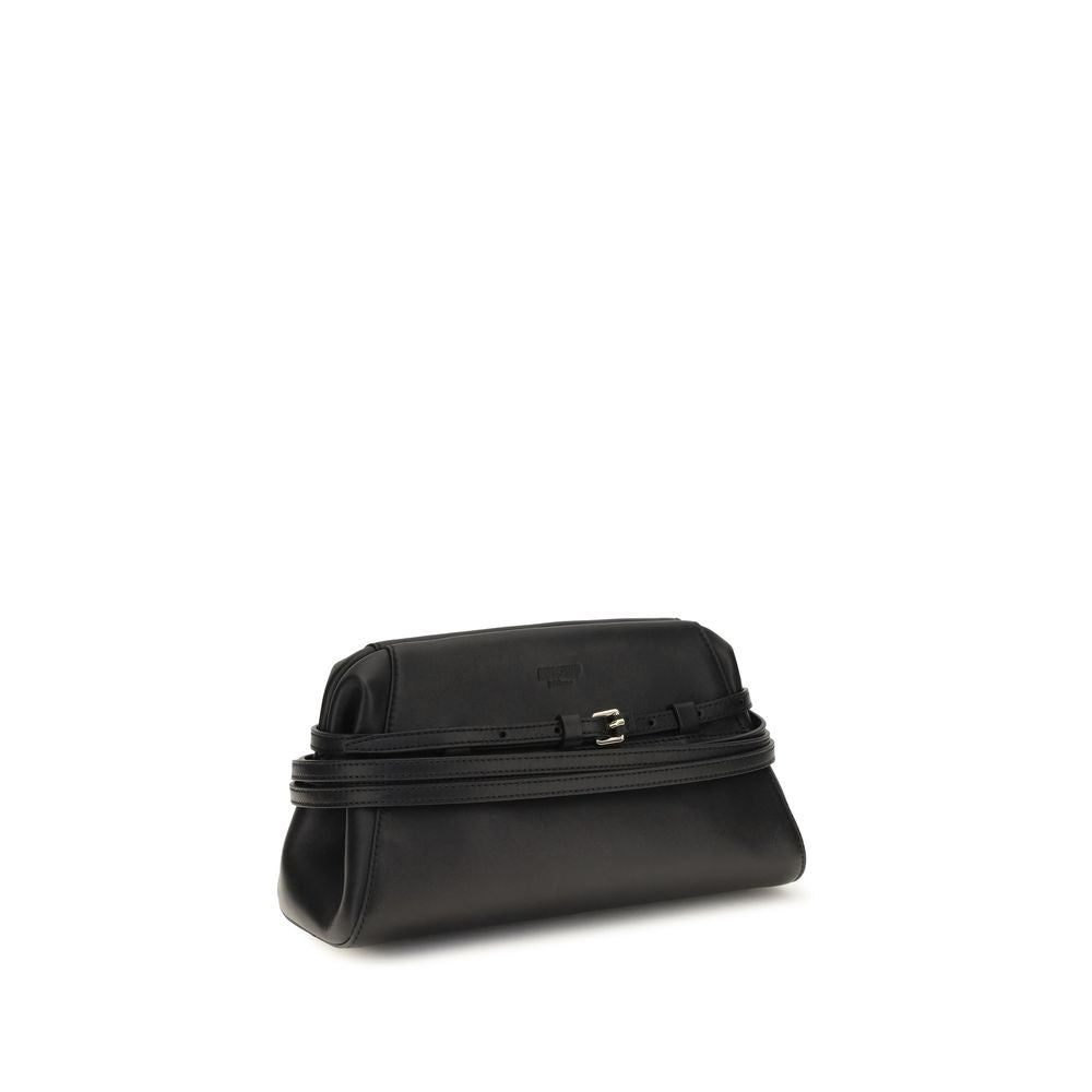 Black Goatskin Belt-Detail Clutch