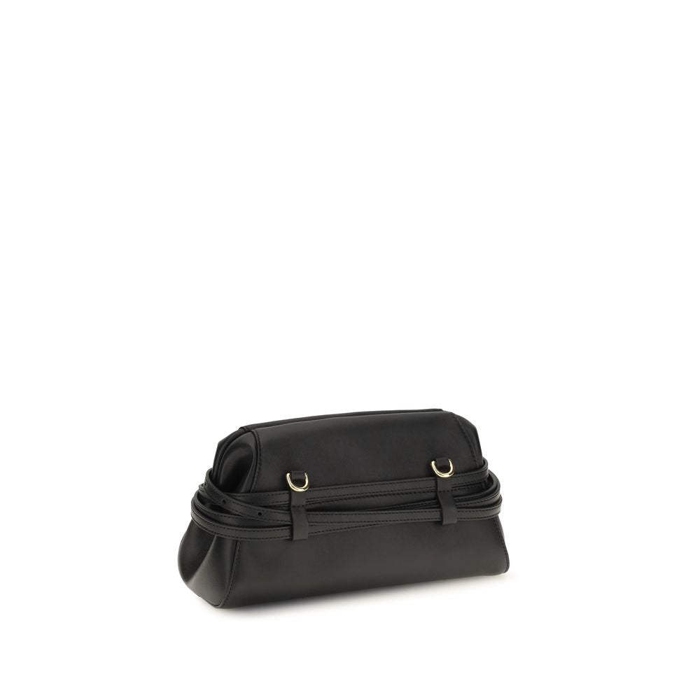 Black Goatskin Belt-Detail Clutch