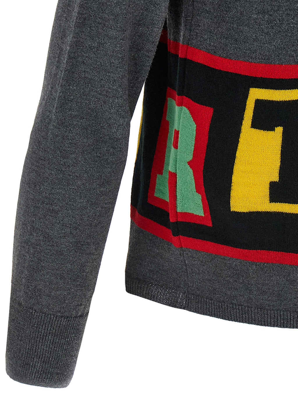Gray Acetate Wool & Nylon Cardigan