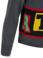 Gray Acetate Wool & Nylon Cardigan