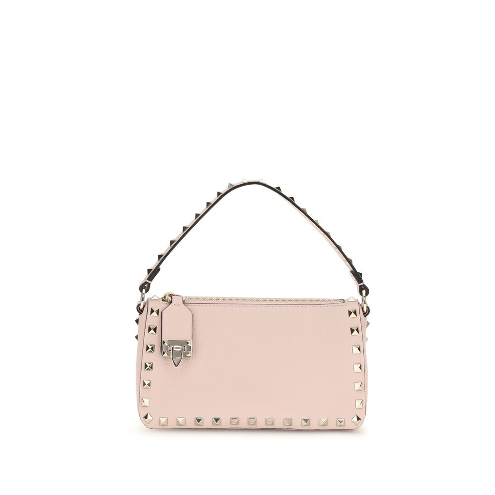 Garnet Calf Leather Rockstud Shoulder Bag