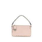 Garnet Calf Leather Rockstud Shoulder Bag