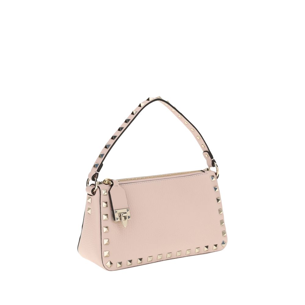 Garnet Calf Leather Rockstud Shoulder Bag