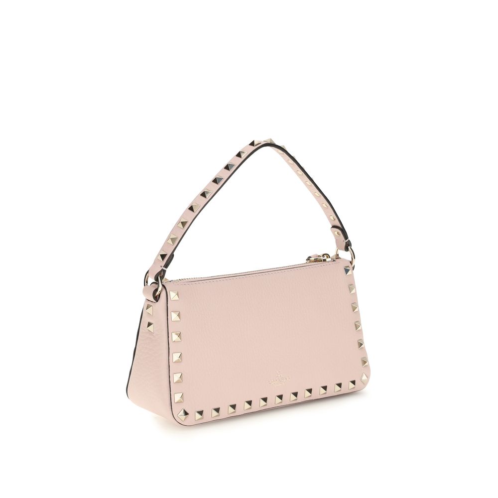 Garnet Calf Leather Rockstud Shoulder Bag