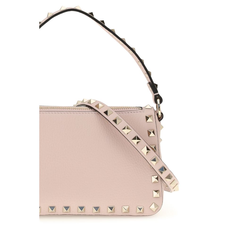 Garnet Calf Leather Rockstud Shoulder Bag