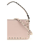 Garnet Calf Leather Rockstud Shoulder Bag