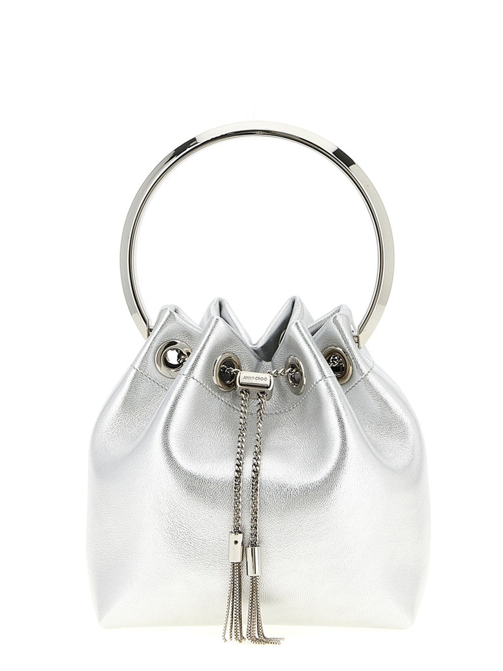 Silver Lamb Leather Bon Bon Bucket Bag