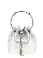 Silver Lamb Leather Bon Bon Bucket Bag
