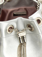Silver Lamb Leather Bon Bon Bucket Bag
