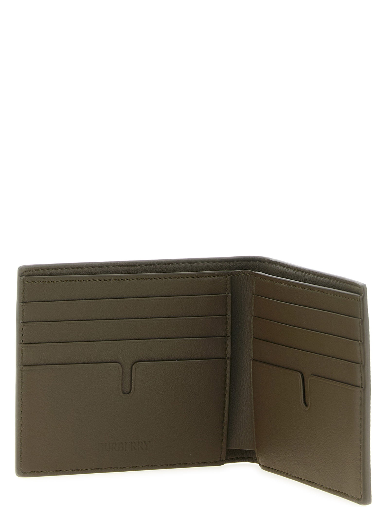 Beige Coated Canvas and Leather Bifold Wallet
