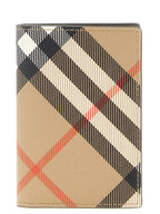Compact Beige Polyurethane Folding Card Holder