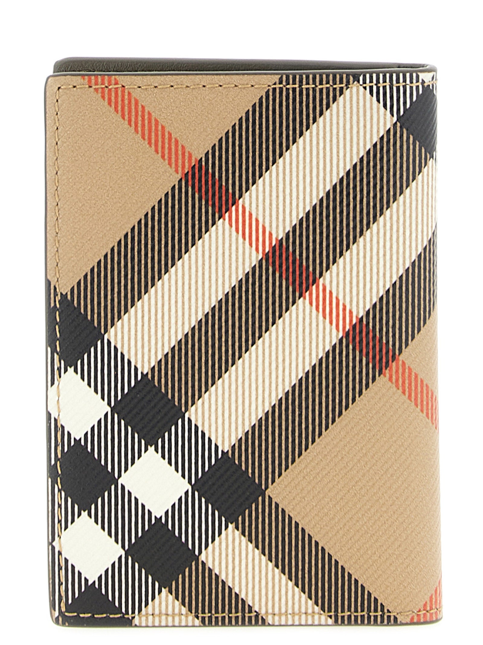 Compact Beige Polyurethane Folding Card Holder