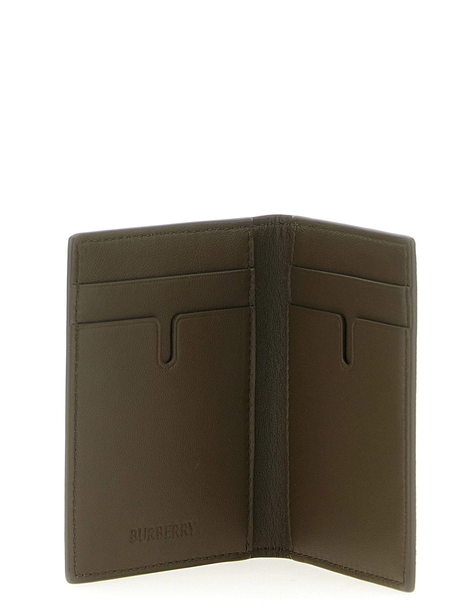 Compact Beige Polyurethane Folding Card Holder