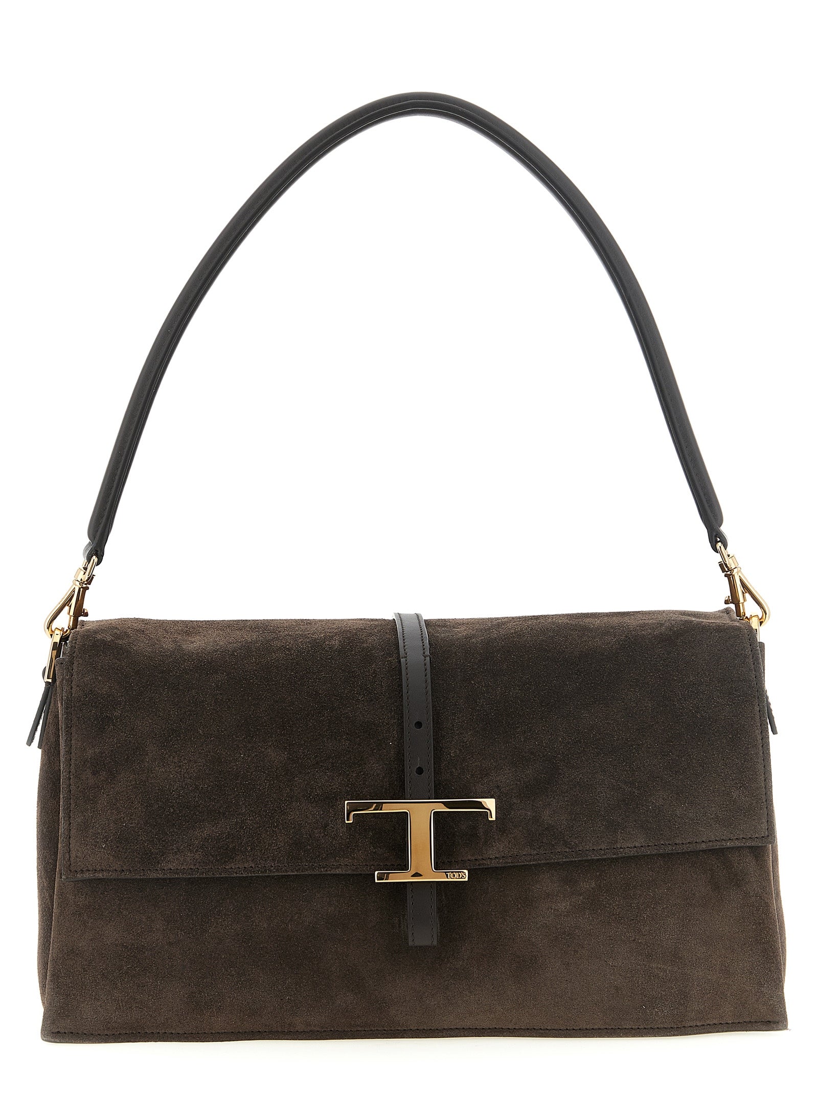 Small Flap T Timeless Suede and Calfskin Shoulder Bag