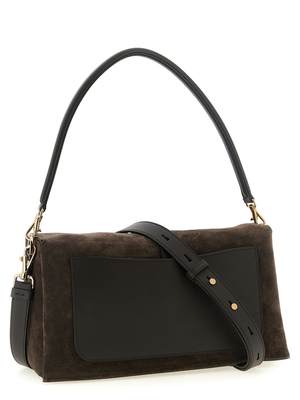 Small Flap T Timeless Suede and Calfskin Shoulder Bag