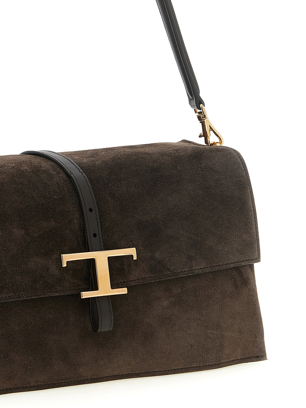 Small Flap T Timeless Suede and Calfskin Shoulder Bag