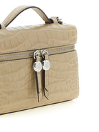 Romy Slim Beige Cow Leather Crocodile Print Shoulder Bag
