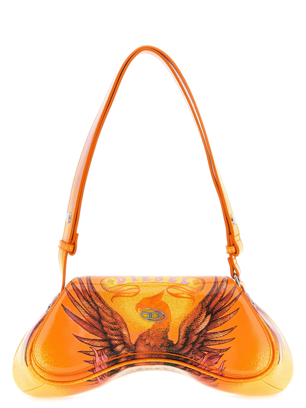 Orange Polyurethane Play Crossbody Bag