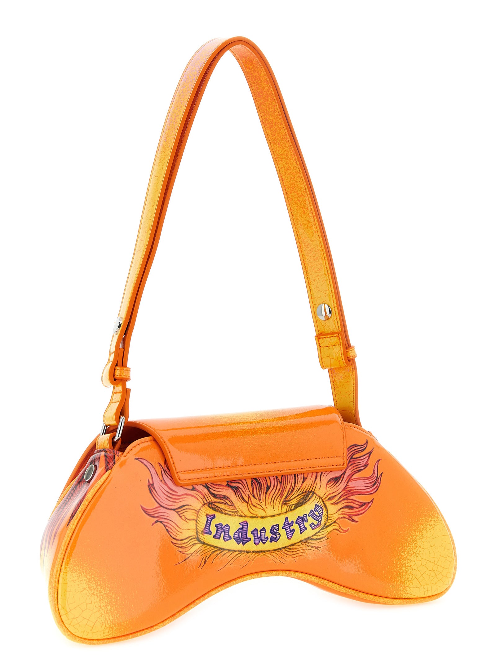 Orange Polyurethane Play Crossbody Bag