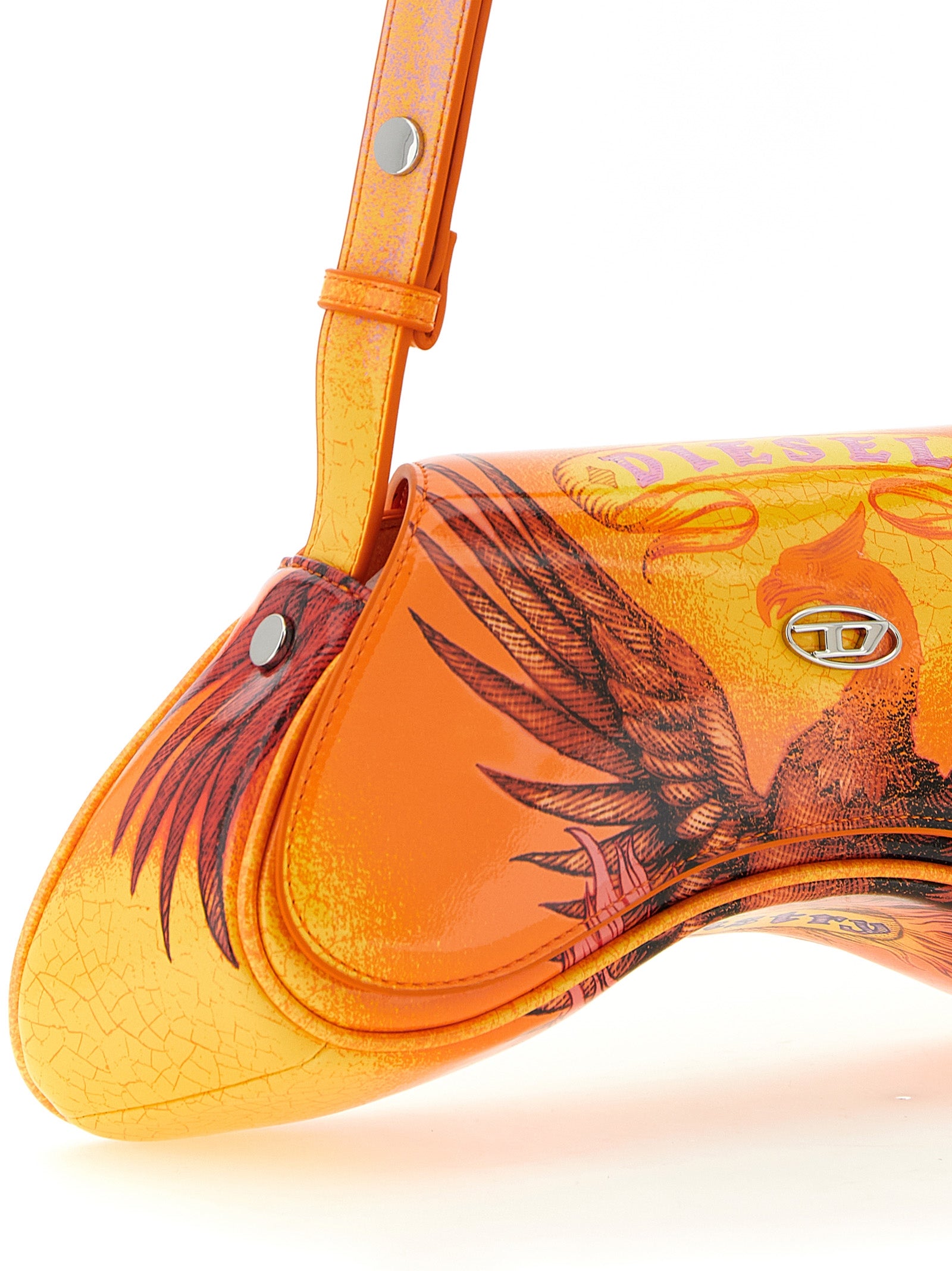 Orange Polyurethane Play Crossbody Bag