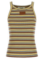 Multicolor Cotton Ribbed Striped Sleeveless Top
