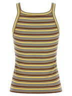 Multicolor Cotton Ribbed Striped Sleeveless Top