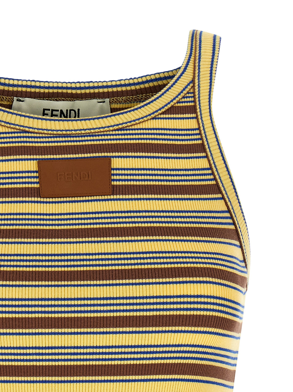 Multicolor Cotton Ribbed Striped Sleeveless Top