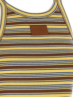 Multicolor Cotton Ribbed Striped Sleeveless Top