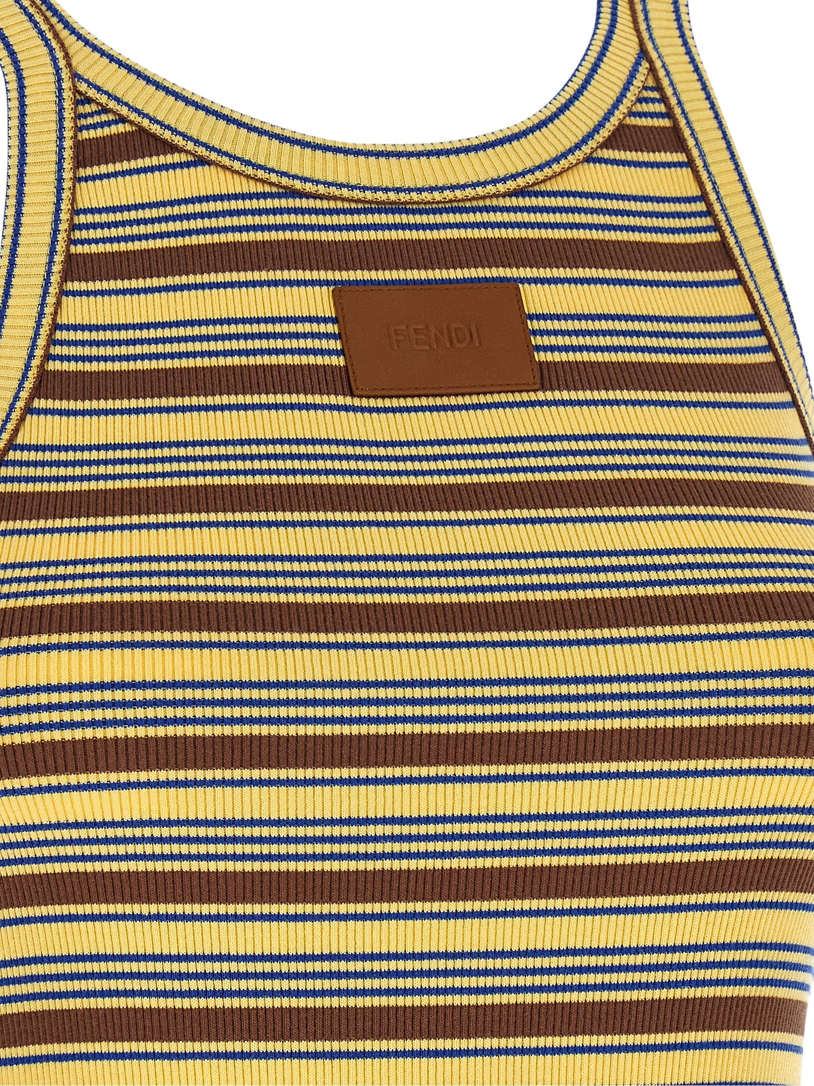 Multicolor Cotton Ribbed Striped Sleeveless Top