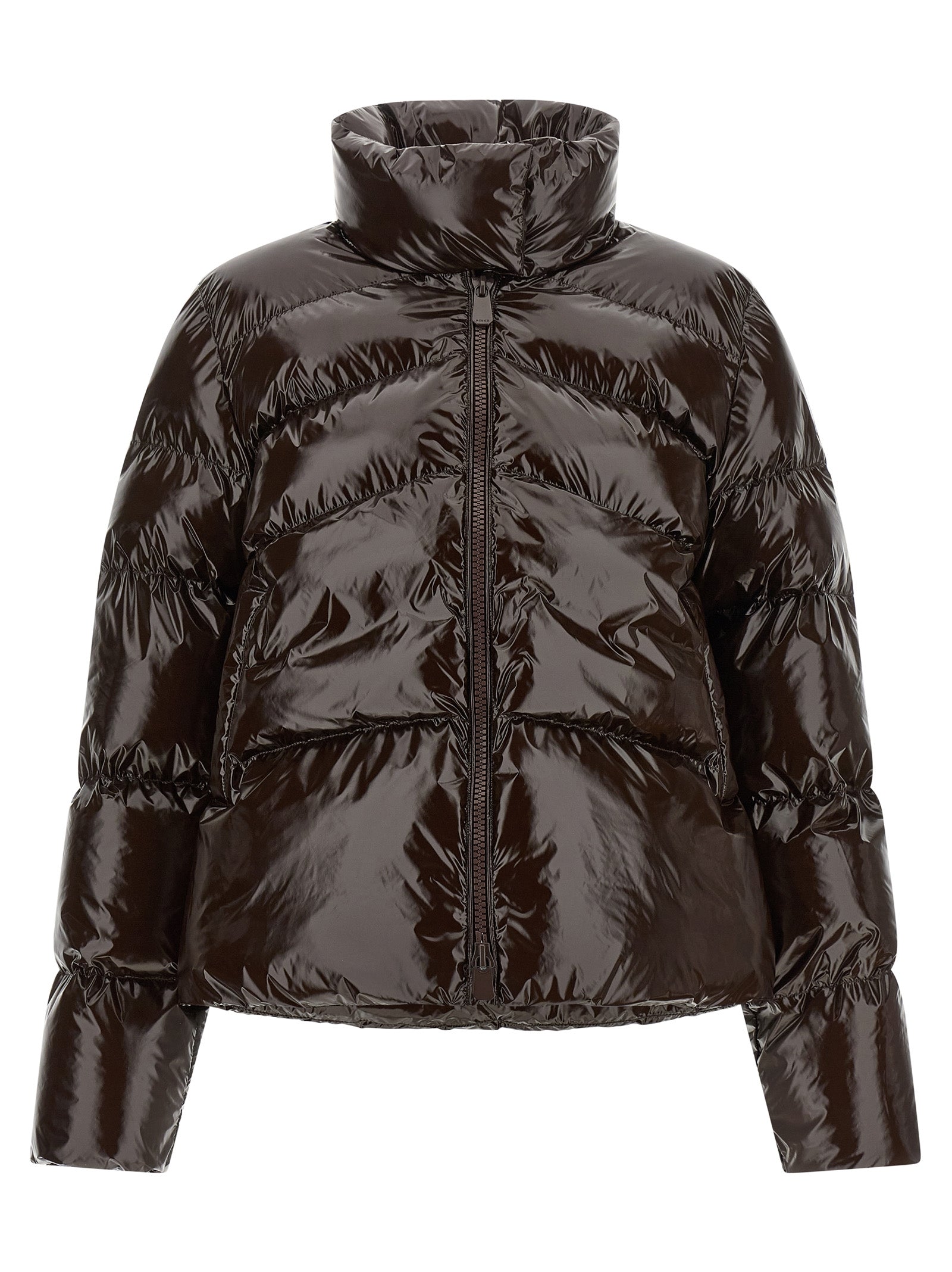 Brown Glossy Polyamide Down Jacket