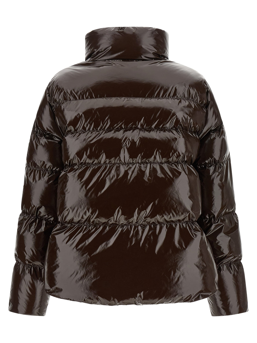 Brown Glossy Polyamide Down Jacket