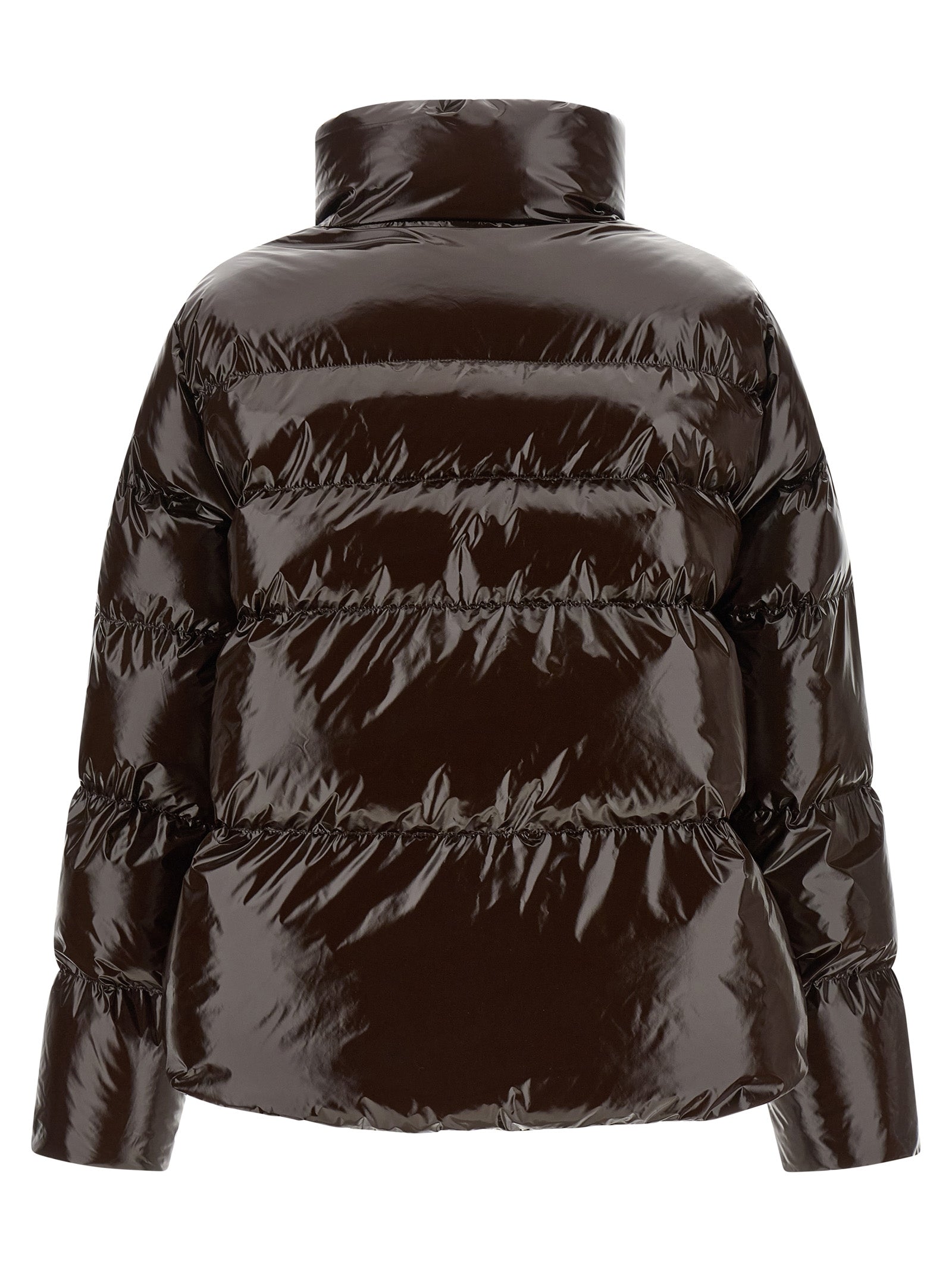 Brown Glossy Polyamide Down Jacket