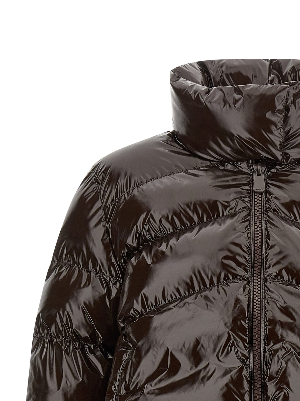 Brown Glossy Polyamide Down Jacket