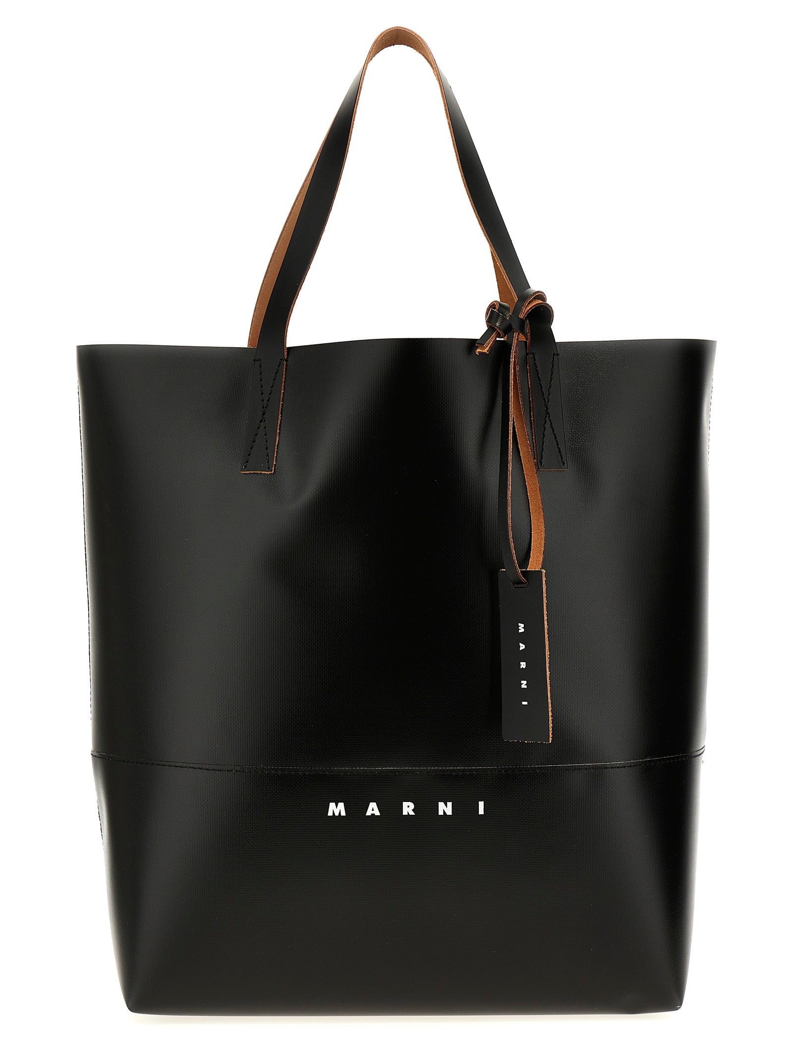 Black Polyurethane Tribeca Tote