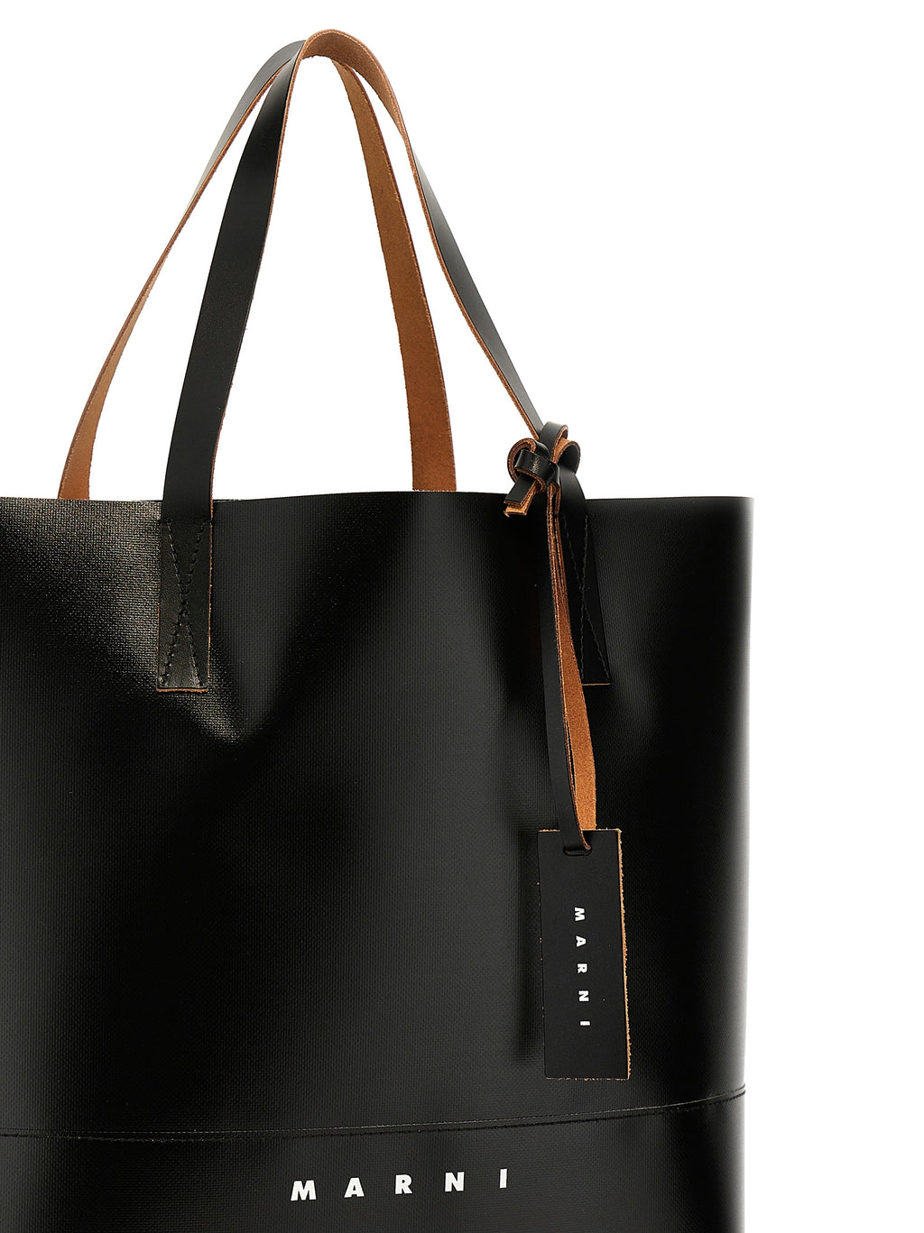 Black Polyurethane Tribeca Tote