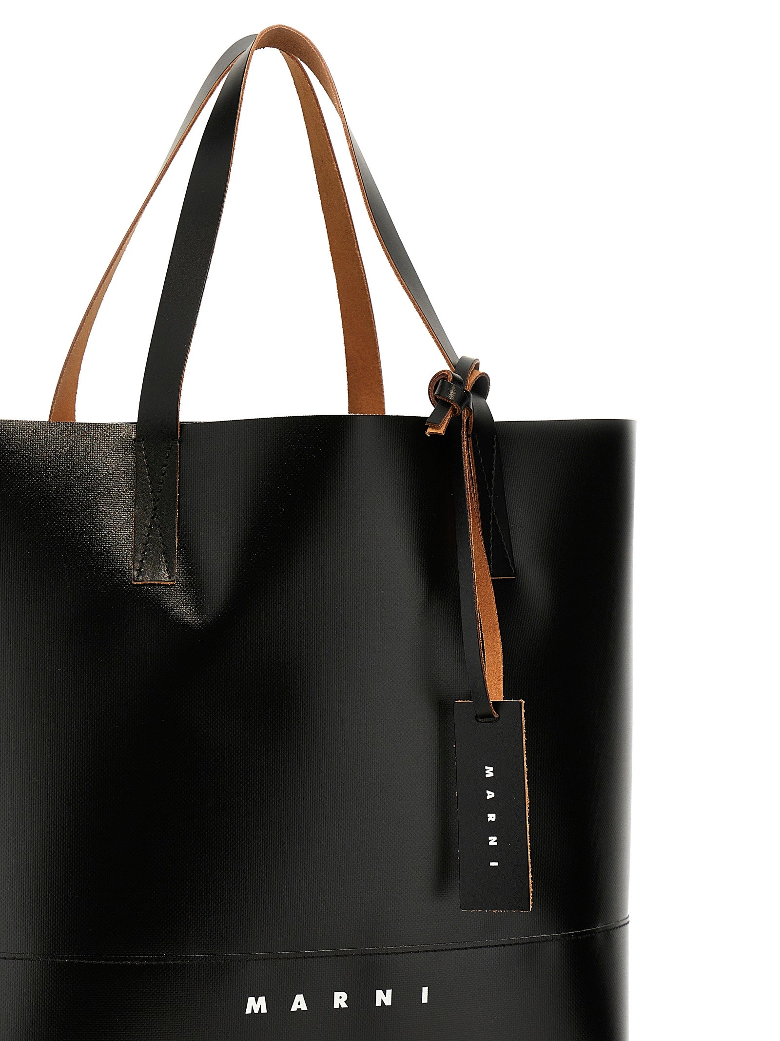 Black Polyurethane Tribeca Tote
