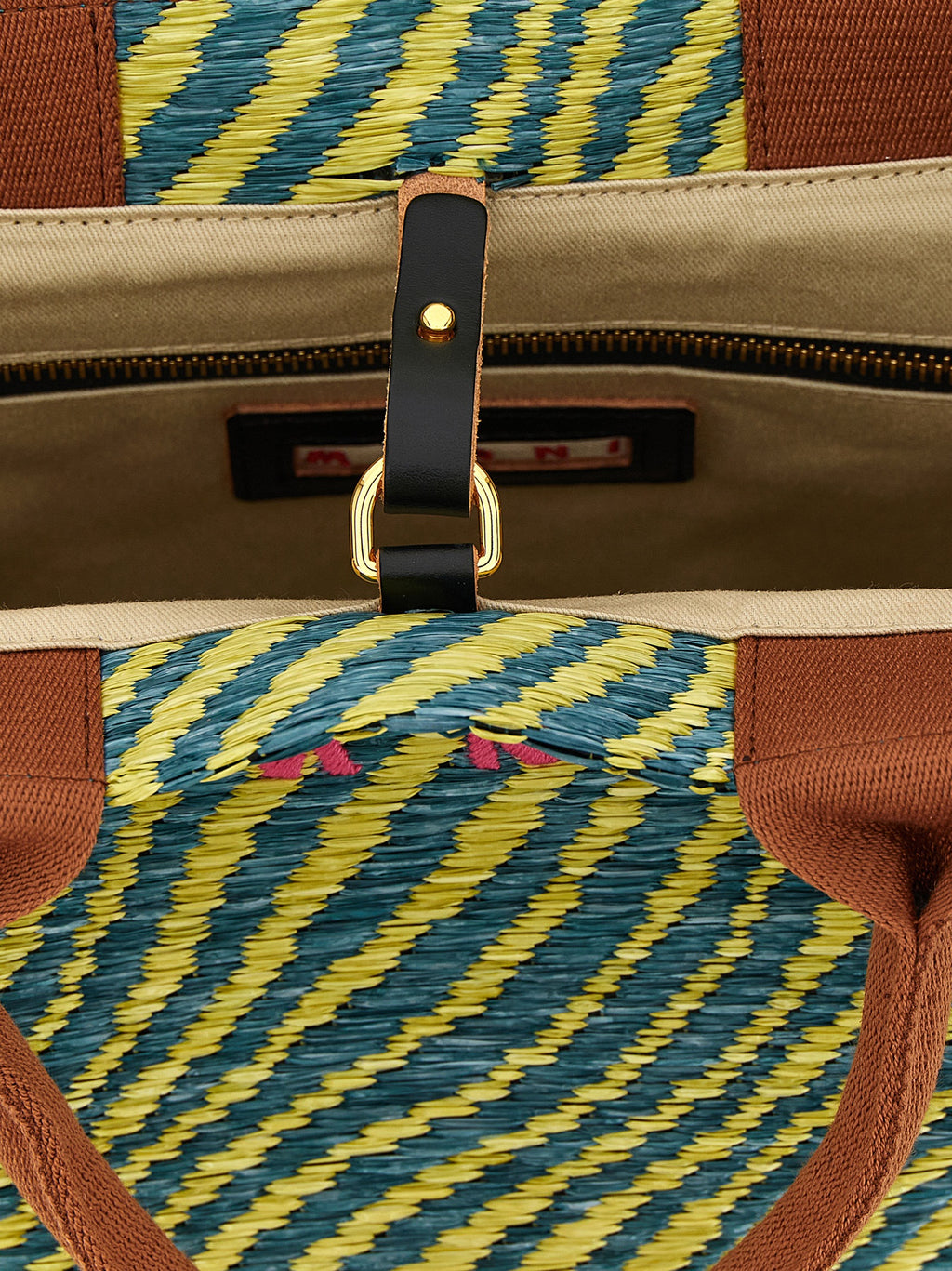 Multicolor Polyamide Woven Handbag