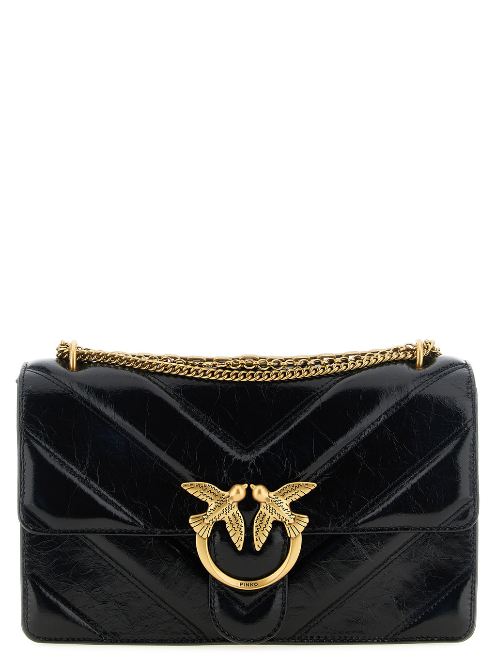 Black Calfskin Love Shoulder Bag