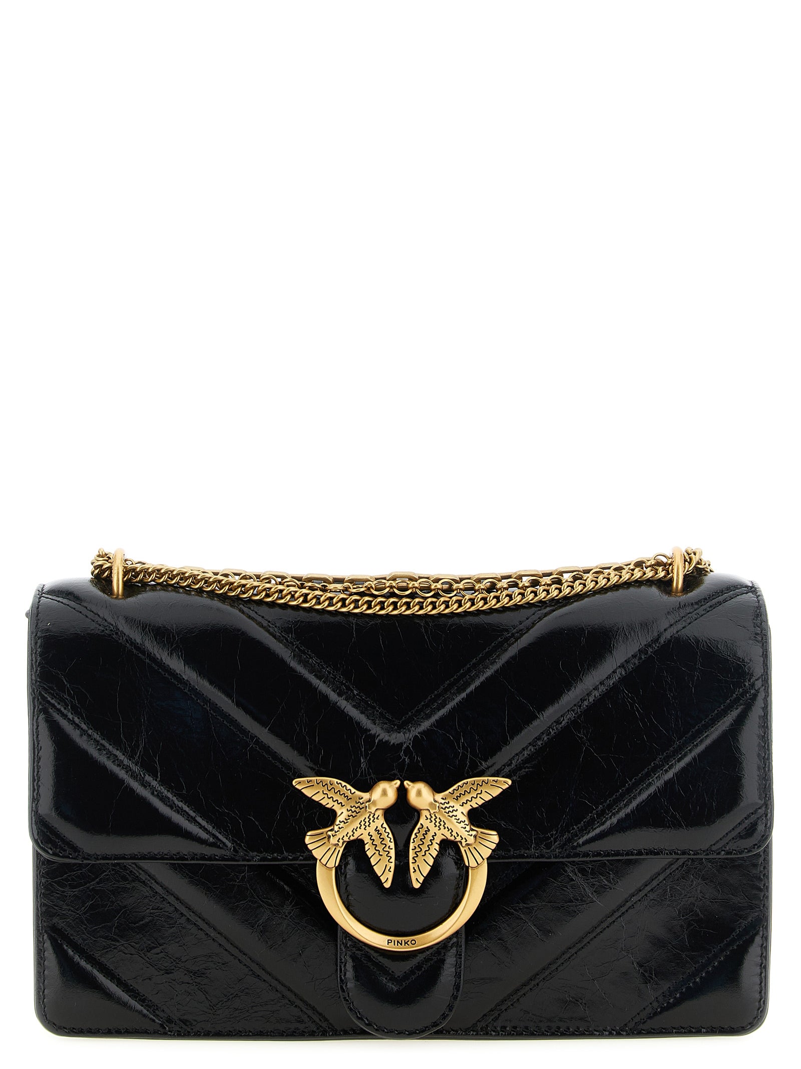 Black Calfskin Love Shoulder Bag