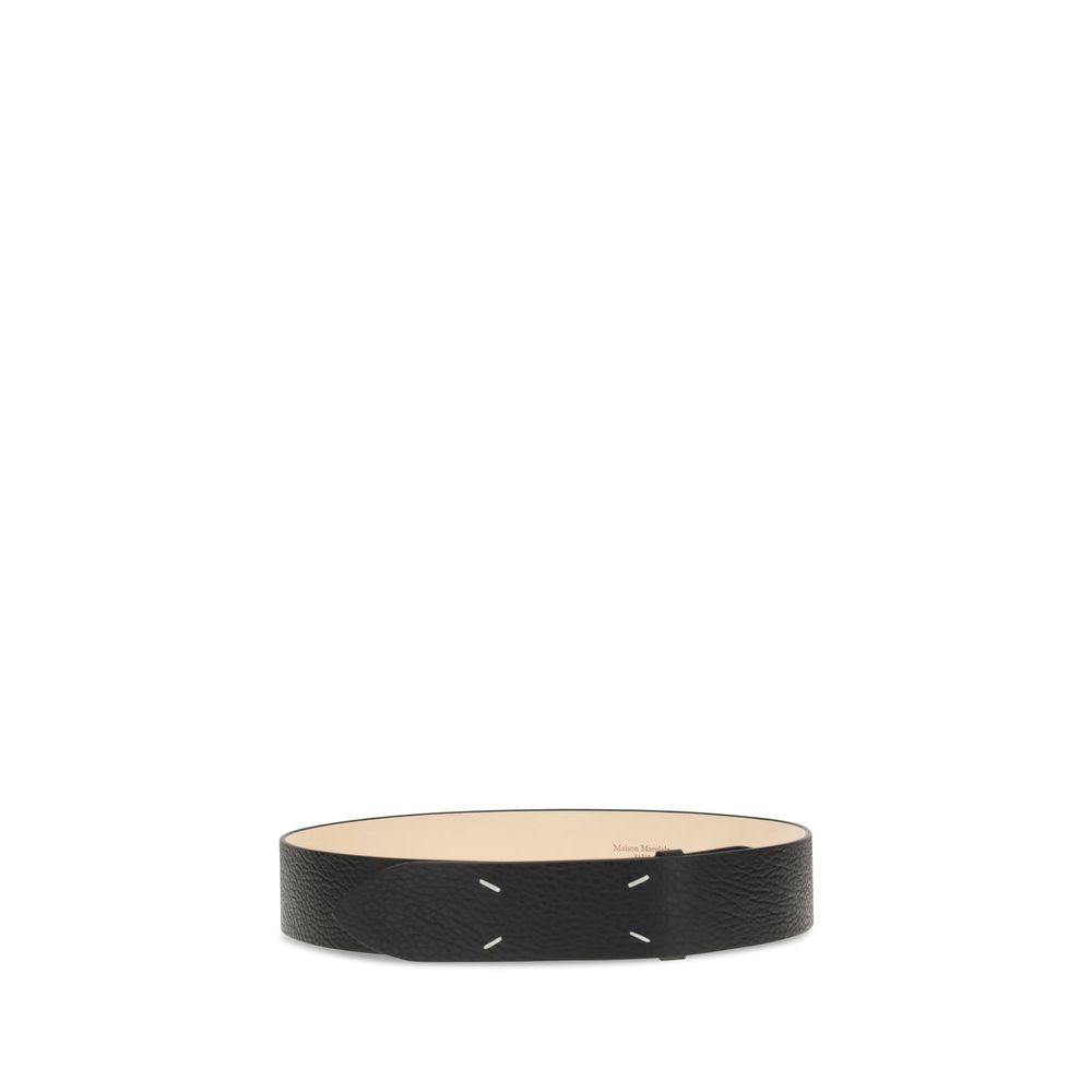 Black Calfskin Four-Stitch Belt