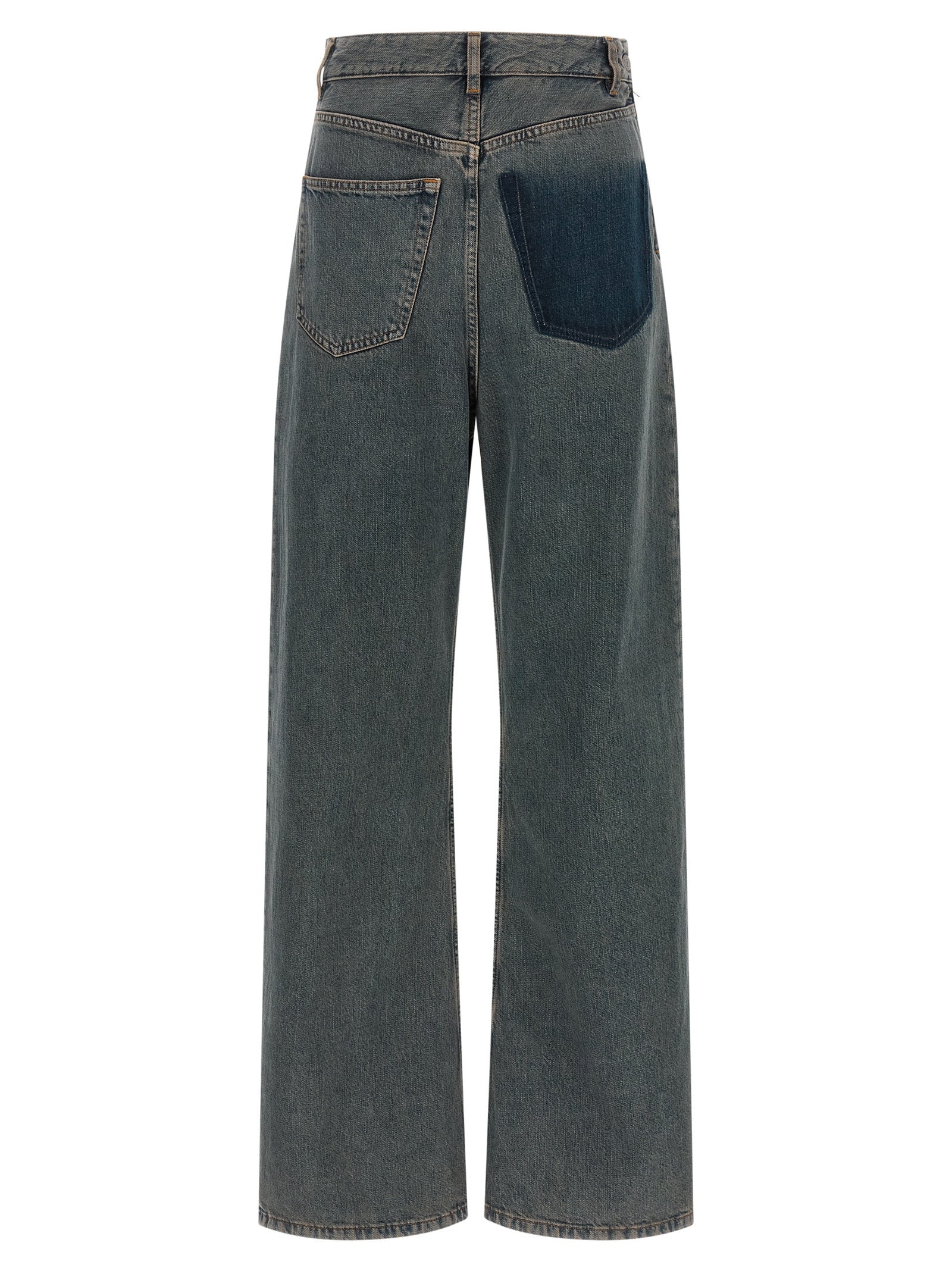 Gray Cotton Wide-Leg Jeans