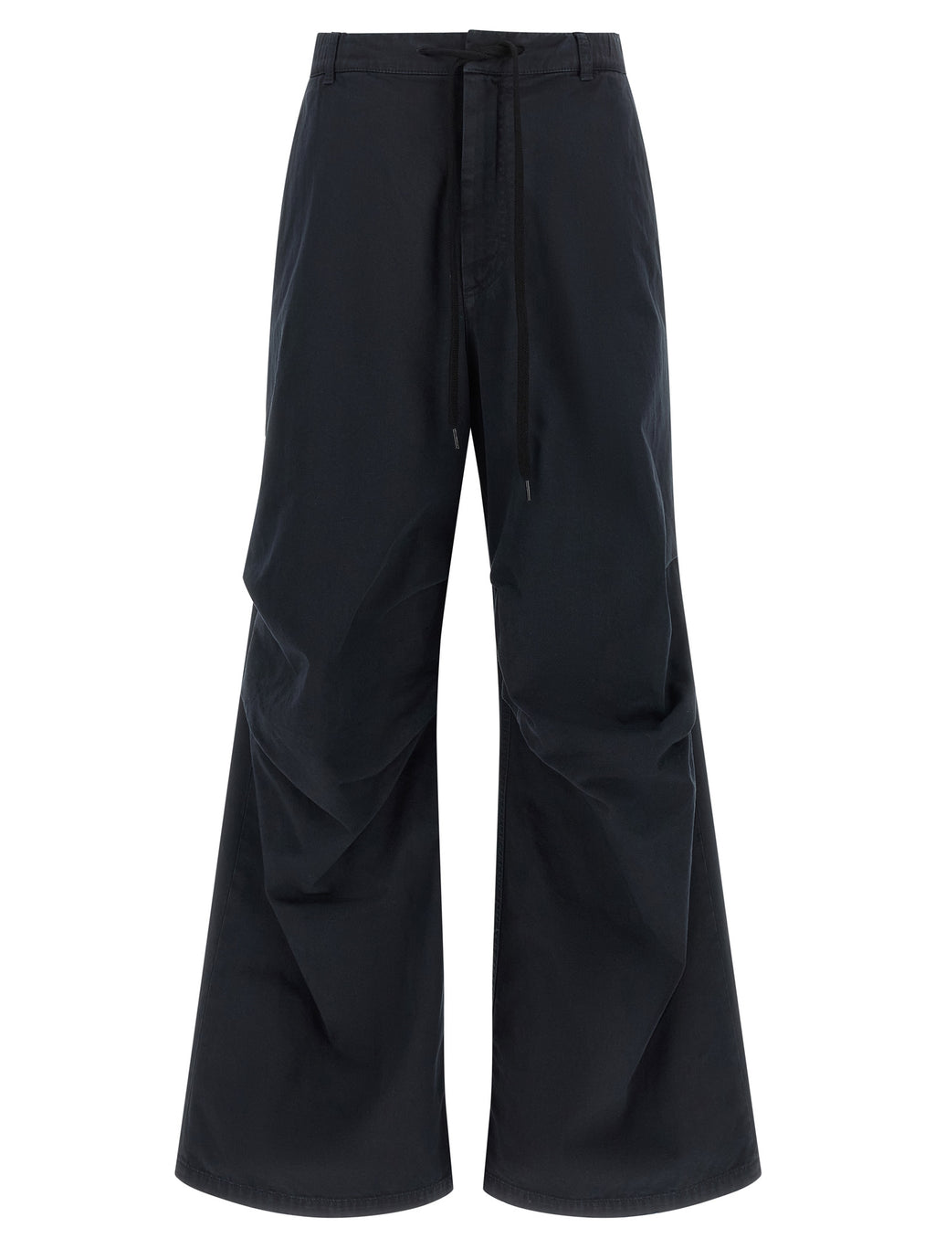 Blue Wide-Leg Cotton Trousers
