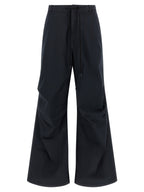 Blue Wide-Leg Cotton Trousers