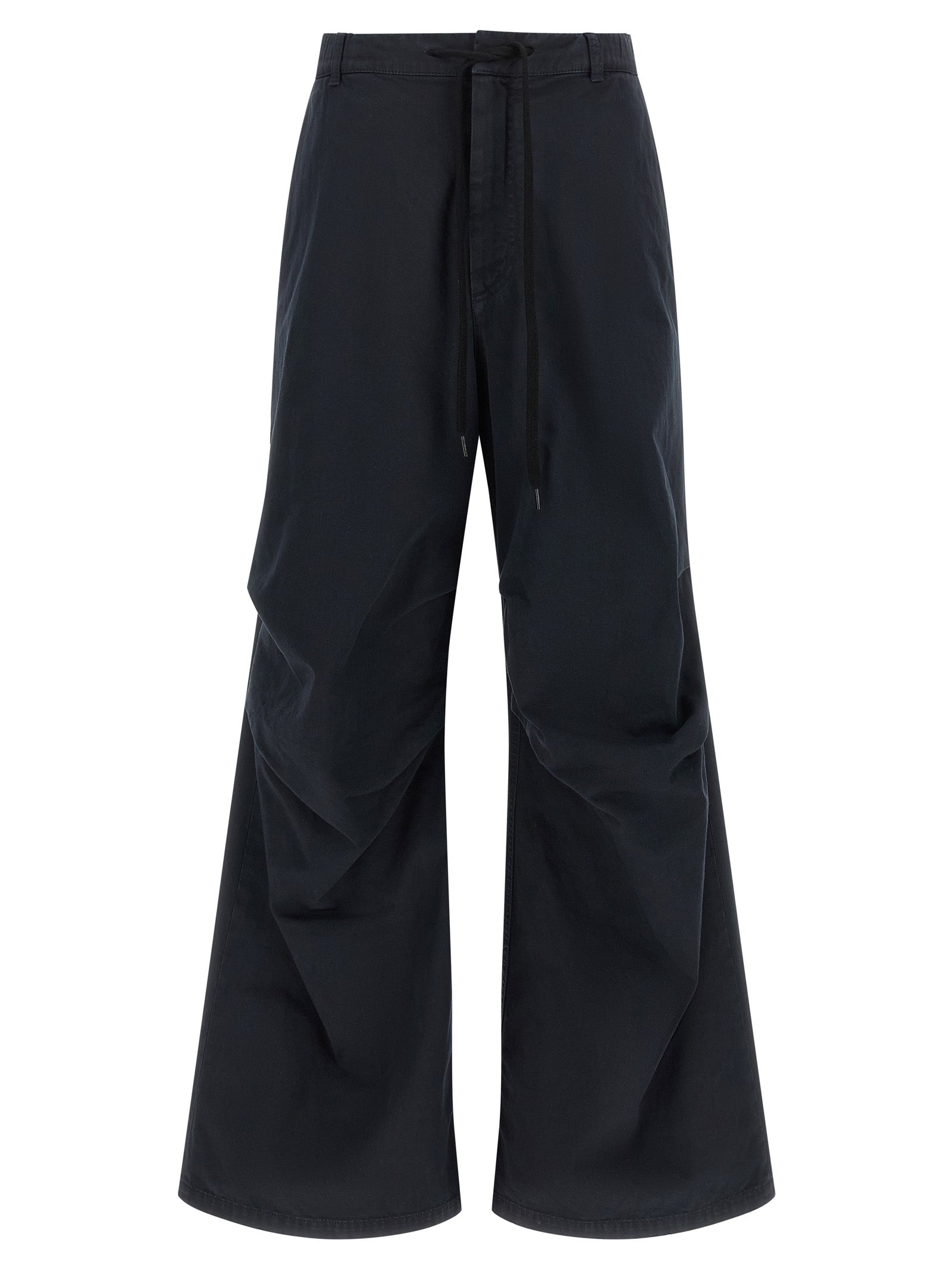 Blue Wide-Leg Cotton Trousers