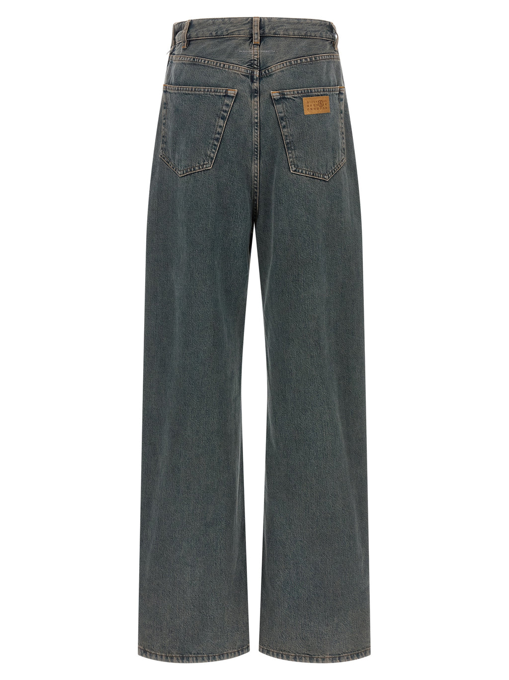 Gray Cotton Wide-Leg Jeans