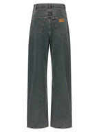 Gray Cotton Wide-Leg Jeans