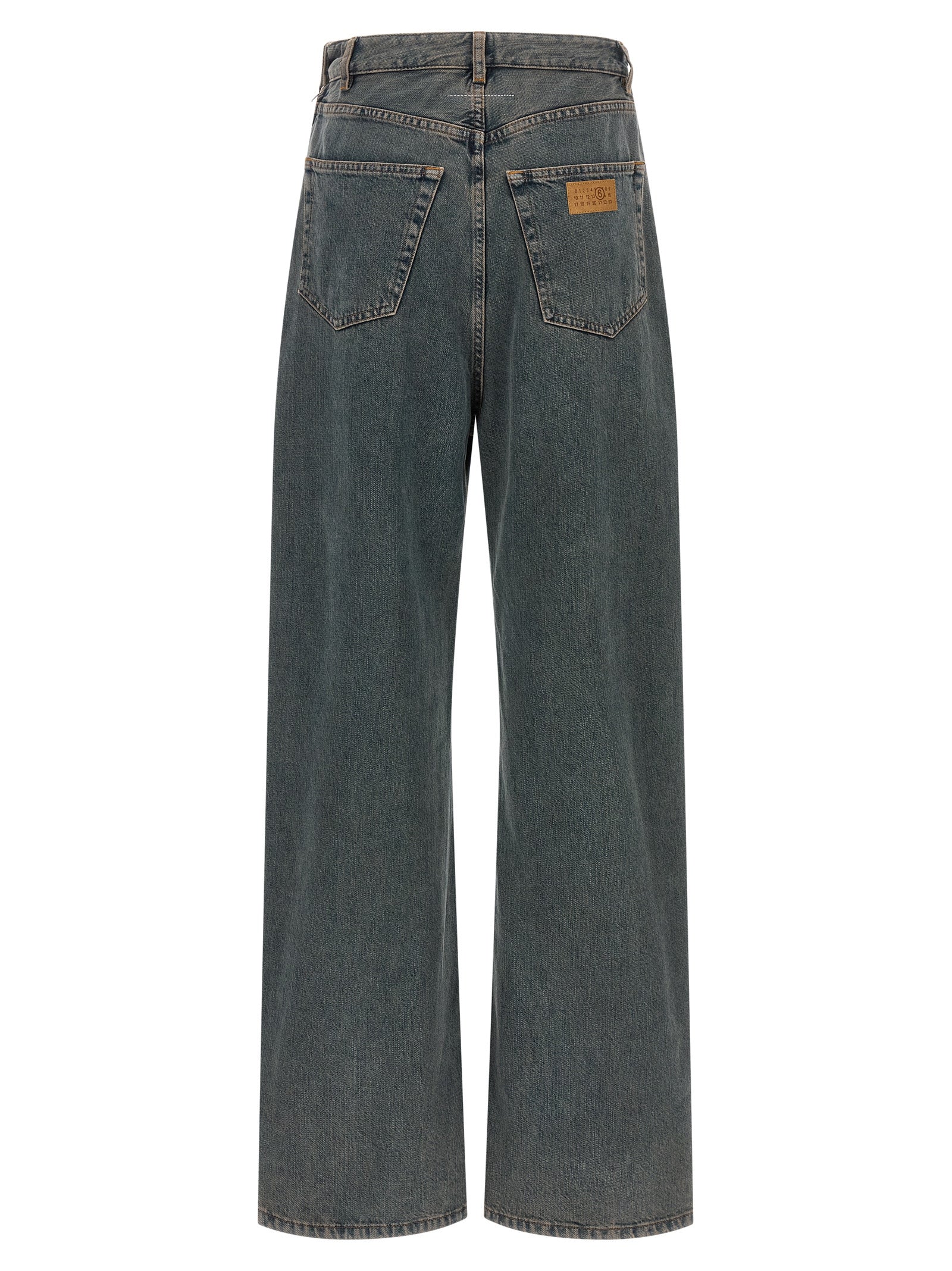 Gray Cotton Wide-Leg Jeans